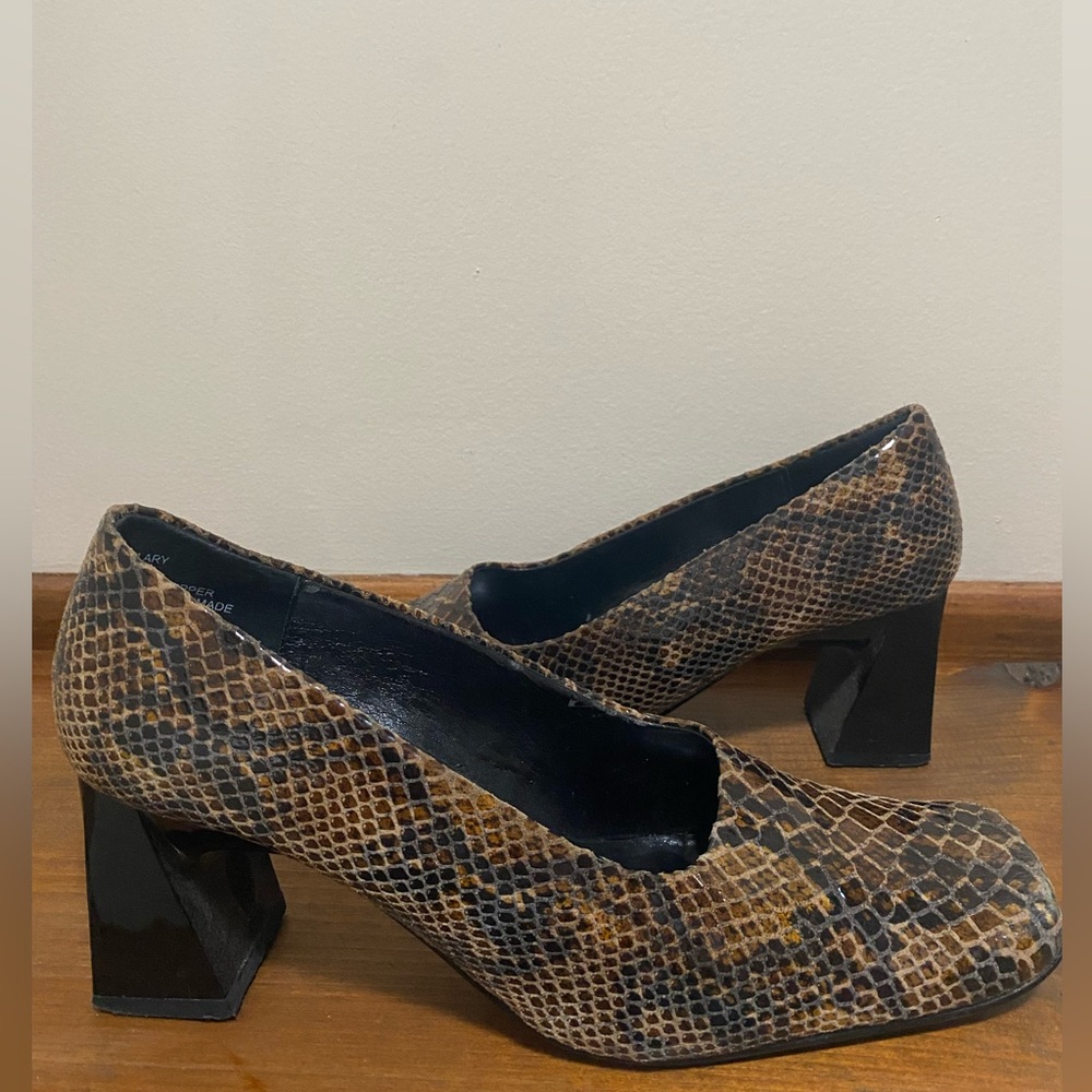 Me Too Brown Snakeskin Heels